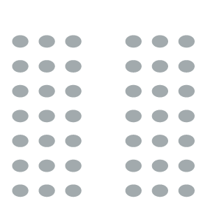 Rows of chairs in two aisles