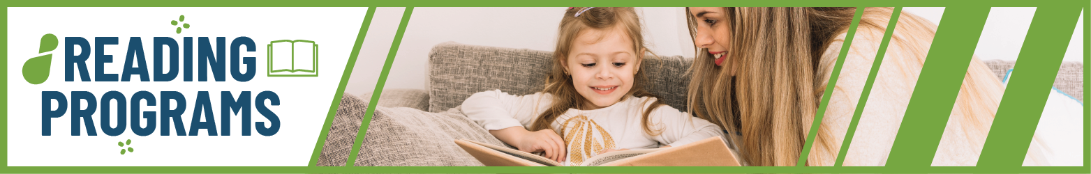 Reading Programs header showing a mom and daughter reading