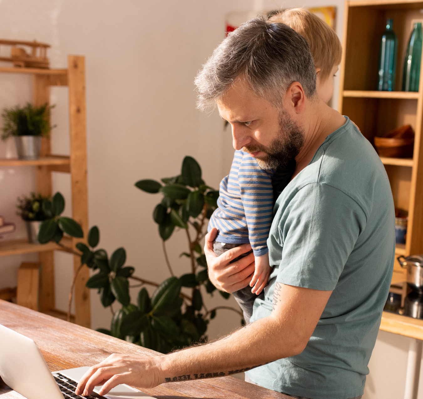 Father Checking Email