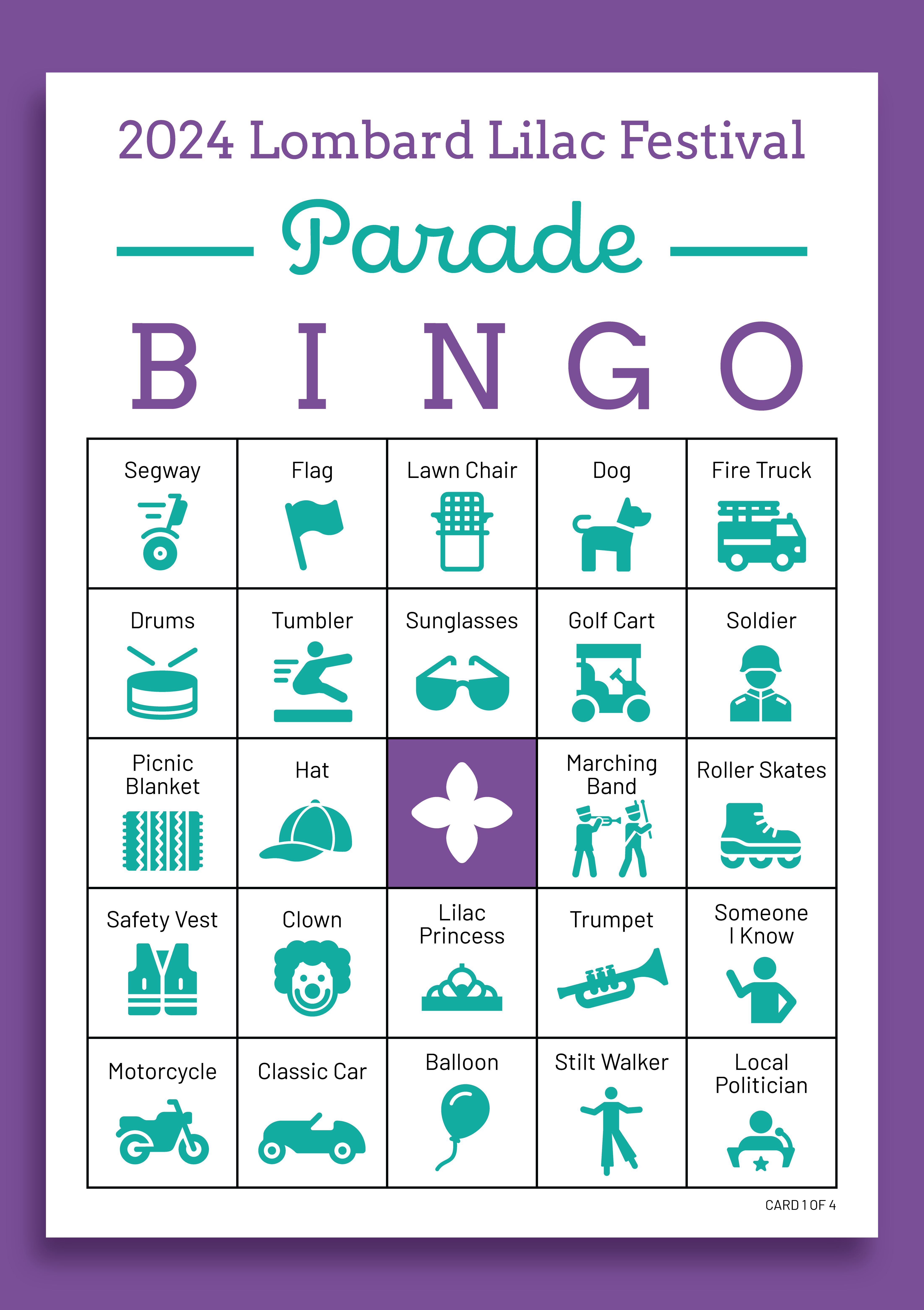 Lilac Parade Bingo Card