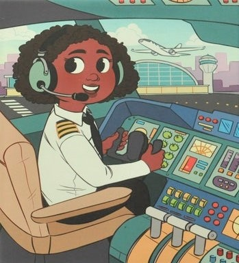 Pilot sitting in plane