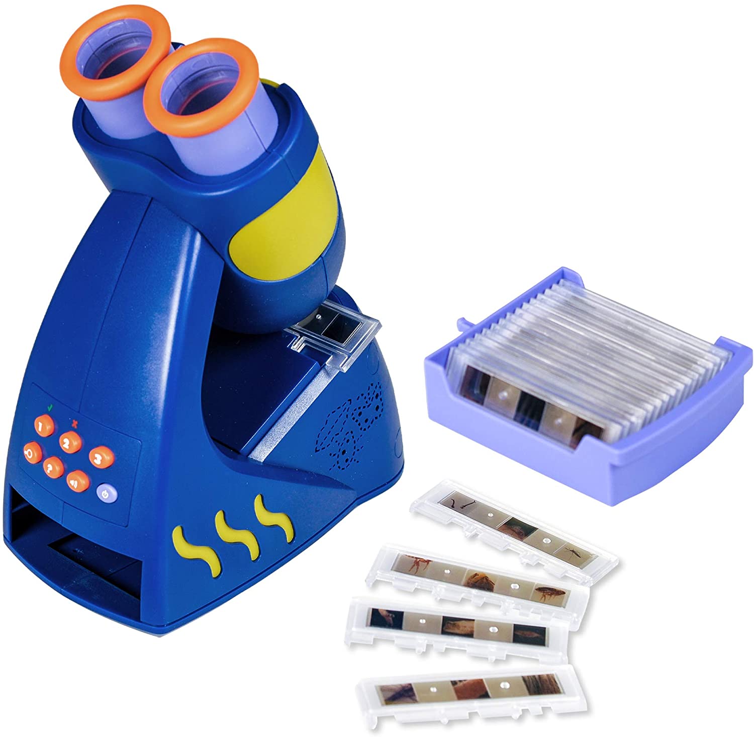 Blue microscope with prepared slides 