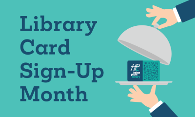 Hands opening a serving tray to reveal an HPL library card