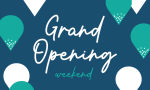Illustration of text that reads Grand Opening Weekend