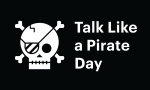 Talk Like a Pirate logo with skull and crossbones