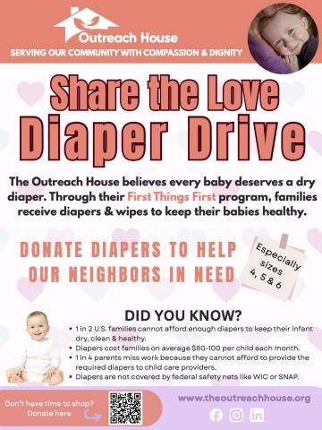 Share the Love Diaper Drive promotional flyer