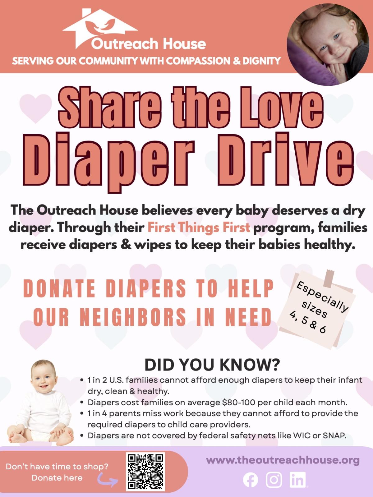 Share the Love Diaper Drive promotional flyer